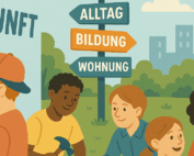 Jugendliche sprühen Zukunft an eine Wand